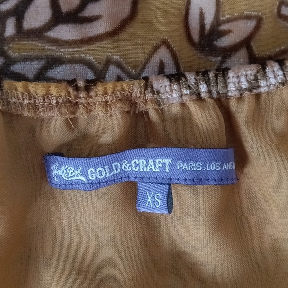 Y2K Hale Bob Womens Top Sz XS Gold Peasant Babydoll Velvet Burnout Puff Sleeves - Picture 6 of 9